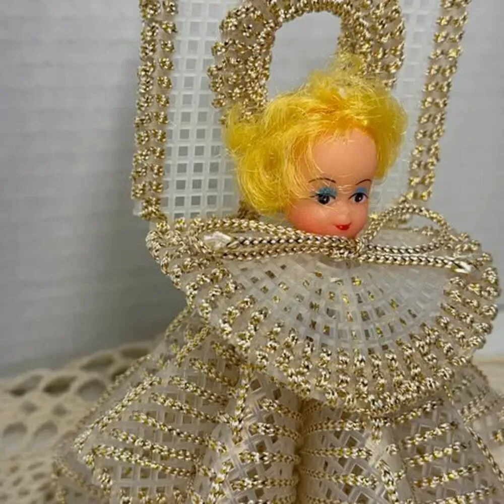 Vintage Handmade Plastic Canvas Angel Tree Topper